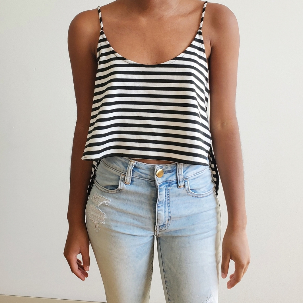 Striped High Low Tank Top